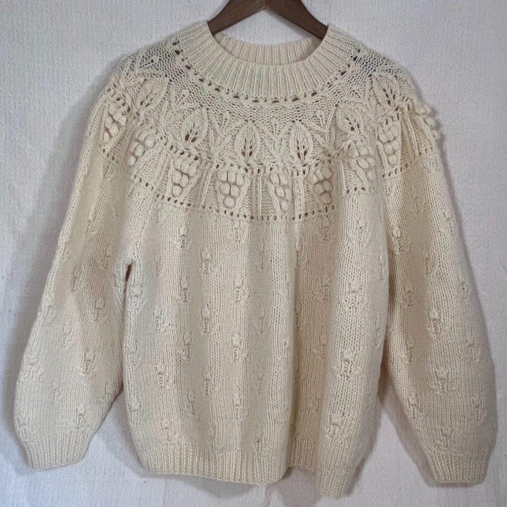 MONSOON Vintage Chunky Oversized 100% Wool Hand-Knit Sweater
